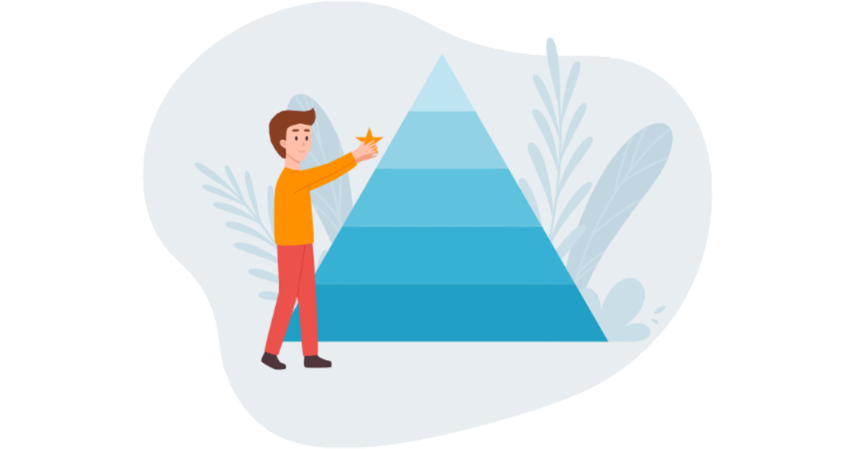 Illustration of person placing star on top level