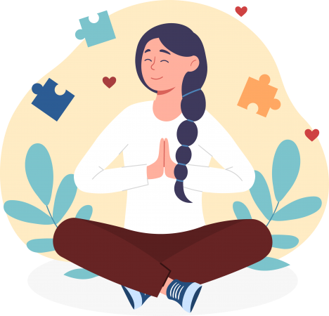 Illustration of a person happily meditating