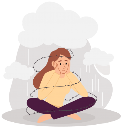 Illustration of person suffering from mental health condition