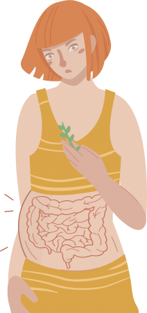 Illustration of a person with Irritable Bowel Syndrome (IBS)