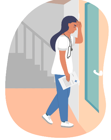 Illustration of healthcare worker suffering burnout