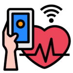 Illustration of reading pulse rate metrics with a smartphone